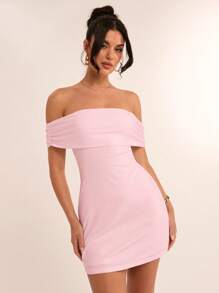 SHEIN BAE 夏季海滩度假纯白色露肩后蝴蝶结迷你连衣裙，适合日常约会、夜间外出、夜总会、派对、聚会、鸡尾酒会、泳池派对、返校季服装、学校季连衣裙、节日连衣裙女士连衣裙