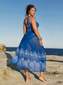 Travachic Plus Size Women's Floral Print One-Piece Swimsuit + Cover Up Skirt 3-Piece Beachwear Set Country Concert Outfit