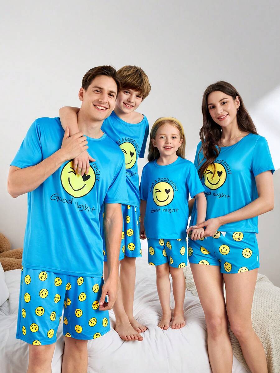 FamilyFrolics Men's Casual Graphic Print Short Sleeve Top And Pants Pajamas Set