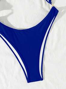 Swim SXY 1pc Plain Color Hollow Out One-Piece Swimsuit, Suitable For Summer - Royal Blue - View 5