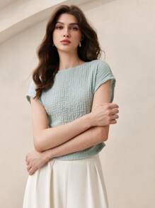 BizChic Áo thun nữ màu xanh dương, tay bồng, vai trần, eo nhún, hiện đại, thanh lịch, phù hợp cho công sở, đi làm hàng ngày, lãng mạn, retro thập niên 90, thích hợp cho Giáng sinh, Năm mới, Tiệc Valentine, đi biển, Lễ tốt nghiệp, thời trang, lễ hội, kỳ nghỉ, khách dự đám cưới, ăn trưa, sân bay, nhiều dịp khác nhau. - Màu xanh Cadet - Xem 6