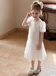 DAZY Mädchen Rundhals Strukturiertes Langarm Lässiges elegantes Midi-Kleid, Mädchen Sommer Outfits