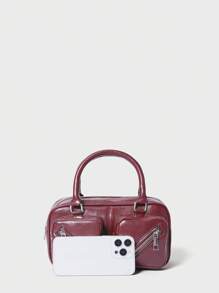 SHECARRY Women Fashion Personalized Street Cool Y2K Zipper Decor Handbag Valentines, Y2k Bag, 2000s Fashion Style, Gothic Punk Bag For Women