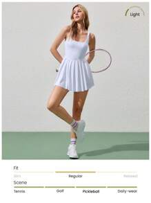 CourtClass Women's Solid Color Backless Pleated Hem Sports Dress - White - View 6