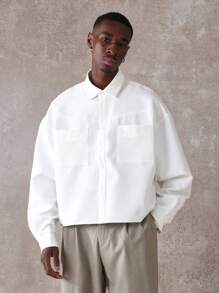 SUMWON Men's Casual Woven Suede-Like Short-Sleeved Shirts Suitable For Daily Wear - White - View 7