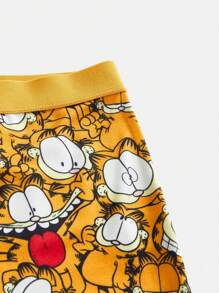 GARFIELD | SHEIN 1pc Women Comfy Cute Cartoon Print Yellow Boxer Briefs,Suitable For Everyday Wear, - Yellow - View 3