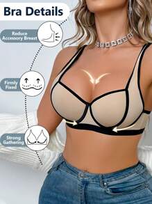 SHEIN 1pc Women Underwire Comfort Gather Seamless Push Up Bra - Multicolor - View 5