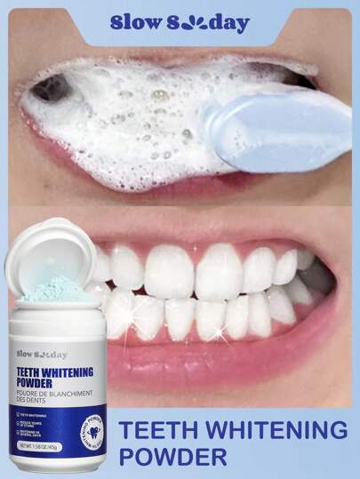 SlowSunday Teeth Whitening Powder, Get Rid Of  Smoke Stains, Coffee Stains, Tea Stains, Keep Your Mouth Clean And White, Good Gift For Holiday, Party, Travel, Outdoor Activity, Thanksgiving, Christmas, Variety Holiday Oral Care