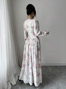 Modelyn French Ditsy Floral Long Dress, Soft & Gentle For Beach Wear