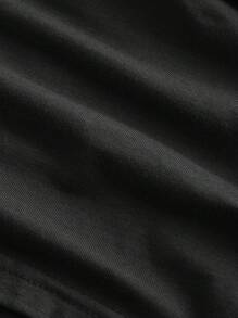 SHEIN MOD Camiseta de talla grande con cuello en V cruzado, decoración fruncida y lazo en la espalda, con estilo vintage - Negro - Ver 4