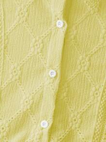 GlowEve Women Simple Solid Color Front Button Casual Short Sleeve Blouse - Yellow - View 3