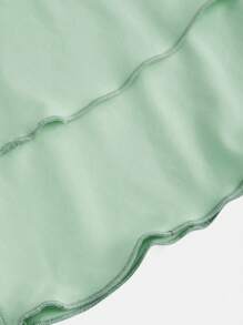 SHEIN Girlism 少女针织吊带腰褶下摆溜冰裙 - 綠色 - 查看 5