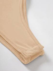 INAWLY 1pc Women's Solid Color Mock-Neck Sleeveless Bodysuit, Suitable For Summer