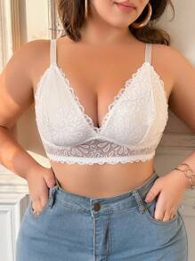 Lencería sexy y confortable de encaje para mujer de talla grande - Blanco - Ver 6
