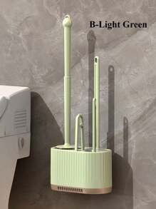 SHEIN 4pcs Toilet Brush Set, Wall-Mounted Bathroom Cleaning Brush With No Dead Ends, Four-In-One Light Luxury Toilet Cleaning Brush Holder, Bathroom Cleaning Tool, Bath Accessories Bathroom Decor Summer