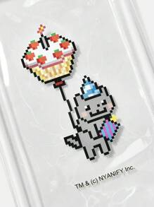 Nyan Cat X SHEIN Fashion Letter & Cat Print Transparent Waterproof Phone Pouch, Travel Accessory