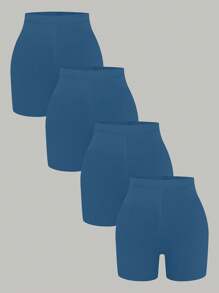 Calvaya Plus Size Solid Color Leggings, Fashionable For Summer - Blue - View 1