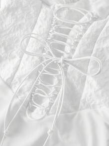 SHEIN MOD White Off Shoulder Romantic Vintage Style Palace Dress For Women