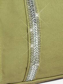 SHEIN BAE Women's Patchwork Webbing Large Capacity Handbag For Daily Use - Army Green - View 5
