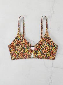 Swim Mod Plus Size Women Random Print Cami Swimsuit Top For Summer Beach Vacation - Multicolor - View 5