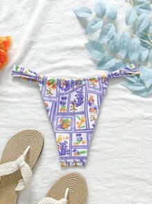 Swim Mod Women's All Over Print Bikini Bottom Swim Briefs, Suitable For Summer - Multicolor - View 2