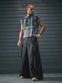 AXEPEAK 多种尺码可选男士宽松前开裤，街头潮流，秋季 - 黑色 - 查看 6