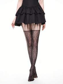 ROMWE Grunge Punk Leopard Print Sexy Women's Elastic Camisole Stockings/Pantyhose/Tights - Black - View 3