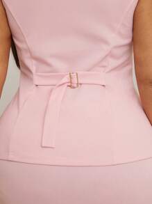 SHEIN SXY Conjunto elegante y sexy para mujer de talla grande: Top ajustado sin mangas de unicolor + Falda lápiz a juego, para primavera y verano