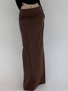 DAZY 女士纯色时尚半身裙，适合夏季，铅笔裙