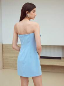 MOTF STUDIO Vestido tubo con decoración de lazo - Azul - Ver 5