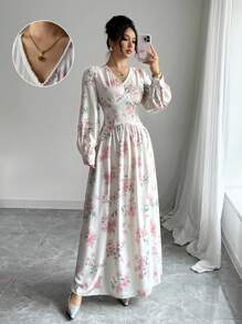 Modelyn French Ditsy Floral Long Dress, Soft & Gentle For Beach Wear