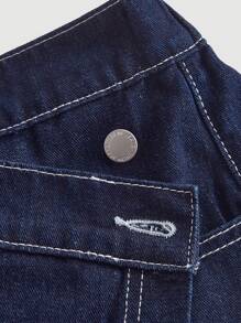 SHEIN MOD Short en jean grande taille, jupe-short ajustée casual en patchwork, jupe-short bleue pour la fête des mères, concert d'été, vacances à la plage, jupe-short mignonne, jupe-short décontractée chic pour femme, jupe-short pour l'aéroport
