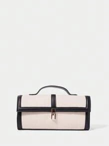 SHECARRY 女士简约时尚休闲手提包，日常使用 - 黑與白 - 查看 2