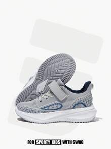 JNSQ 1 Paar vielseitige, lässige, bequeme, weichsolige, atmungsaktive Schnürstiefel in Kontrastfarben grau/blau für Jungen, perfekt für den Schulstart