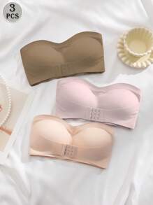 3pcs/Set Wedding Women's Bra, Front Clasp Padded Push-Up Bra, Multi-Color - Multicolor - View 2