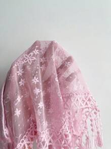 Elamini 2 件套淑女性感蕾丝抹胸流苏背心和不对称蕾丝拼布流苏开衩不对称裙，迷人淑女装 - 粉色 - 查看 5