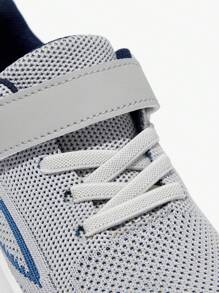 JNSQ 1 Paar vielseitige, lässige, bequeme, weichsolige, atmungsaktive Schnürstiefel in Kontrastfarben grau/blau für Jungen, perfekt für den Schulstart