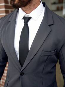 Manfinity Mode Plus Size Men's Casual Suit Set, Minimalist & Fashionable, Suitable For Summer, Man Suit, Grey Suit Men - Dark Grey - View 4