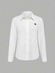 EMERY ROSE Women's Casual Long Sleeve Cardigan Shirt, Solid Color, Fashionable For Summer Fall Cloth For Women