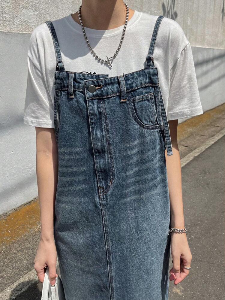 Women's Casual Korean Style Washed Denim Dress