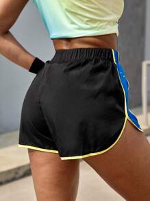 POWERISTA Powerista Damen Farbblock Elastic Taille Sport Shorts, Sommer