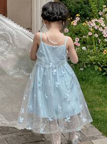 DAZY Kleine Mädchenkleid mit Träger, Mesh-Panel für den Sommer