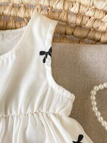 2 Stücke/Set Baby Mädchen 0-3 Jahre lässig ländlicher Urlaub süßer Schmetterling Stickerei ärmellose Bluse & Shorts Set, Frühling/Sommer
