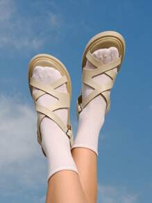 HighSole Giày lười đế dày hai lớp đơn giản màu đen thời trang cho nữ, thích hợp đi làm, hẹn hò, tiệc tùng, sự kiện thường ngày - Màu be - Xem 5