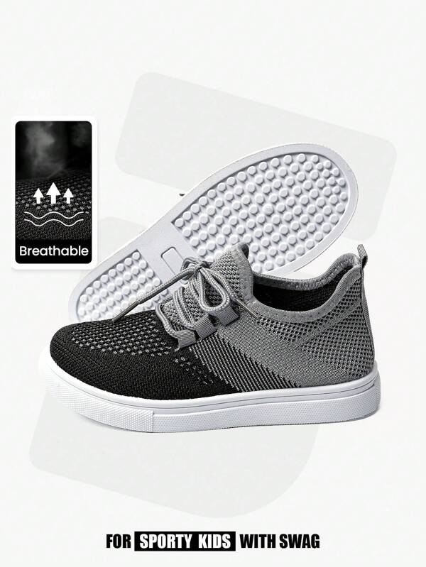 JNSQ All-Match Casual Breathable Lace-Up Colorblock Kids Sports Shoes, Back To School Season