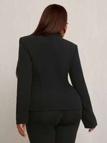 SHEIN SXY 大码时尚性感前拉链西装外套