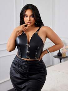 SHEIN 1 chiếc nhẫn da cỡ lớn dành cho phụ nữ trang trí đồ lót phụ kiện - màu đen - Xem 3