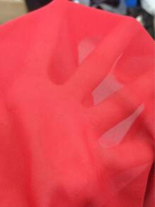 Roveilla Plus Size Elegant Solid Color Ruffle V-Neck Pleated Spring Summer Dress - Red - View 7