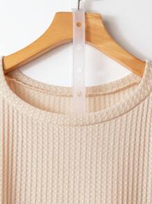 SHEIN VCAY Áo thun cổ tròn màu mơ cỡ lớn, Áo tay tua rua lưới, Áo thun dệt kim rộng rãi, Ngày của Mẹ, Mùa hè dành cho phụ nữ, Bãi biển, Mùa hè dành cho phụ nữ, Mùa hè Boho, Phụ nữ Boho, Bữa sáng muộn dành cho phụ nữ, Sân bay dành cho phụ nữ, Kỳ nghỉ bãi biển, Kỳ nghỉ ngắn ngày, Kỳ nghỉ lễ, Tiền cũ, Áo tua rua, Lễ hội tháng Mười, Lễ hội tháng Mười - Màu be - Xem 4