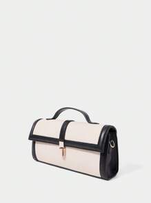 SHECARRY 女士简约时尚休闲手提包，日常使用 - 黑與白 - 查看 4